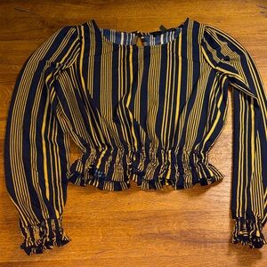 Derek Heart Black and Yellow Striped Blouse